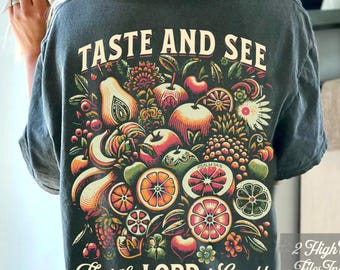 Taste and See The Lord Is Good PNG | Psalm 34:8 Bible Verse | Christian PNG | Fruit Illustration | Faith Digital Download