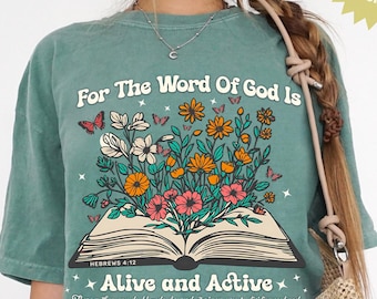 The Word of God Alive And Active PNG, Boho Flower, Bible Design, Bookish Jesus Design, Floral Christian PNG