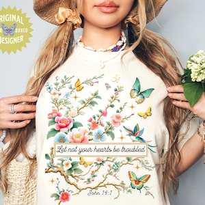 Christian Floral PNG: Bible Verse Graphic Tee Design (Digital Download)