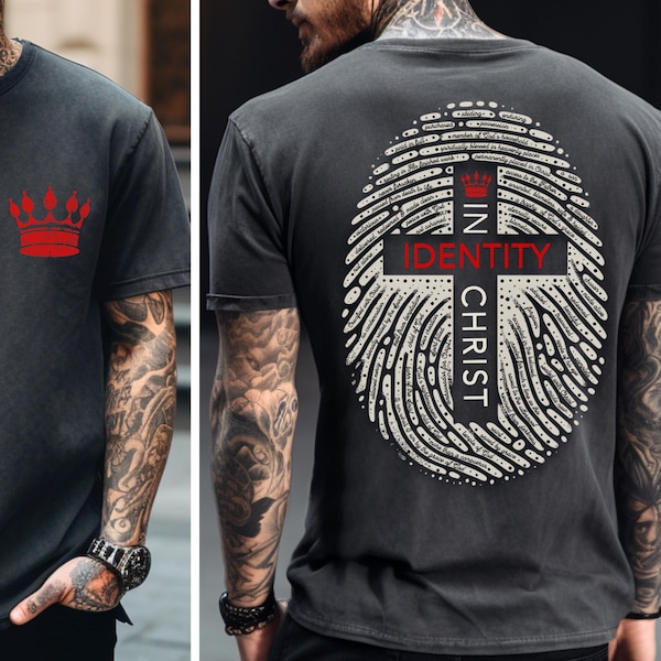 Christian Identity PNG: Thumbprint Cross Design (Digital Download), Man of Faith PNG, Religious Art