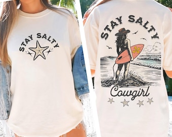 Stay Salty Cowgirl PNG: Christian Western Beach Design (Digital Download)