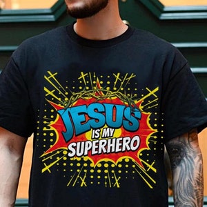 Jesus Is My SuperHero PNG, Cartoon Christian Shirt PNG, Funny Jesus Meme PNG, Bible Hipster Png, Couples Shirt png, Children's Christian Art
