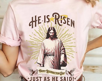 He Is Risen PNG: Vintage Christian Easter Design (Digital Download)