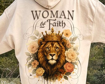 Woman of Faith Lion PNG: Christian Scripture Art (Digital Download)