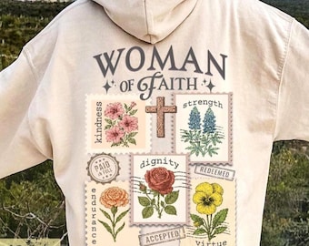 Woman of Faith PNG: Floral Christian Scripture Stamp Art (Digital Download)