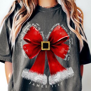 Christmas Coquette Bow PNG, Every Good Gift PNG, Christmas Santa Bow Png, Retro Christmas PNG, Jesus Christian Christmas Png, Bible Verse
