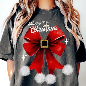 Christmas Coquette Bow PNG, Merry Christmas PNG, Christmas Santa Bow Png, Retro Christmas PNG, Jesus Christian Christmas, Merry Christ-mas