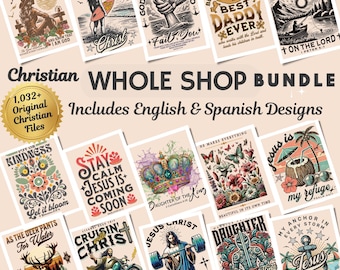 Christian PNG Bundle: Bible Verse Designs, Spanish & English (Commercial License)