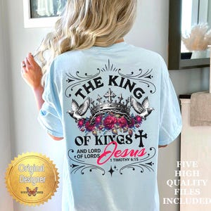 Jesus King of Kings PNG: Christian Floral Art, Faith Sublimation Design image 5