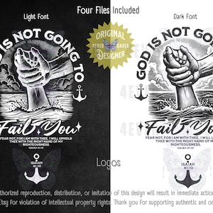 God Never Fails Christian PNG, Isaiah 41:10 Christian Design, Fear Not PNG, Salvation T Shirt Design, Hand of God PNG afbeelding 10