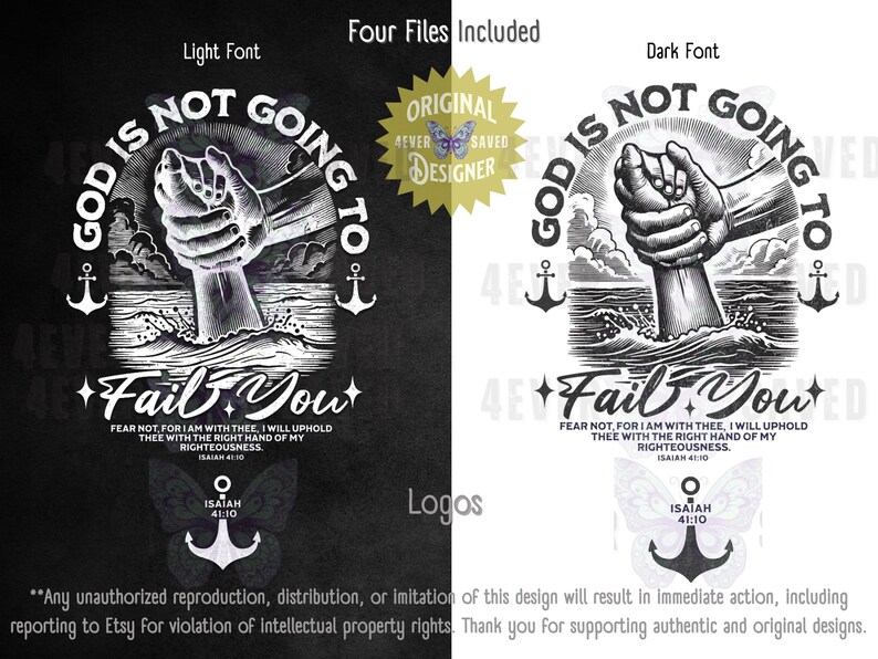 God Never Fails Christian PNG, Isaiah 41:10 Christian Design, Fear Not PNG, Salvation T Shirt Design, Hand of God PNG afbeelding 10