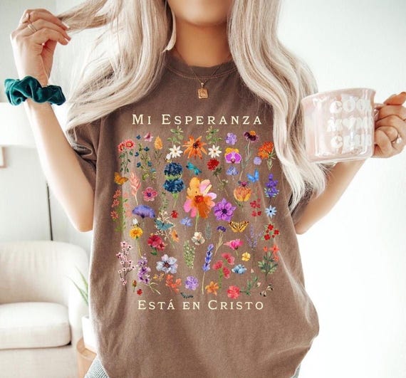 Mi Esperanza Está en Cristo PNG: Spanish Floral Christian Art (Digital Download)