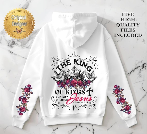 Jesus King of Kings PNG: Christian Floral Art, Faith Sublimation Design