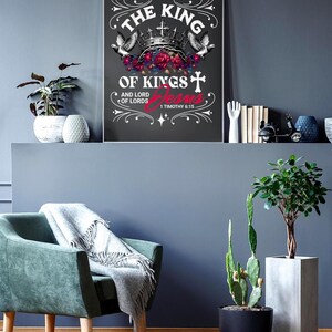 Jesus King of Kings PNG: Christian Floral Art, Faith Sublimation Design image 9
