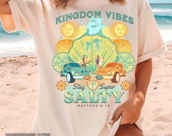 Stay Salty PNG: Retro Surfers Beach Christian Sublimation (Digital Download)
