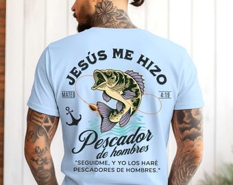 Pescador de Hombres Mateo 4:19 PNG, Diseño Cristiano de Pesca, Descarga Sublimación Camisetas, Arte Bíblico Jesús Me Hizo, Hombre de Dios