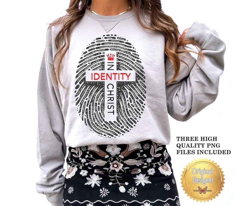 Christian Identity PNG: Thumbprint Cross Design (Digital Download), Man of Faith PNG, Religious Art image 2