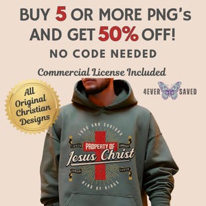Jesus King of Kings PNG: Christian Floral Art, Faith Sublimation Design image 8