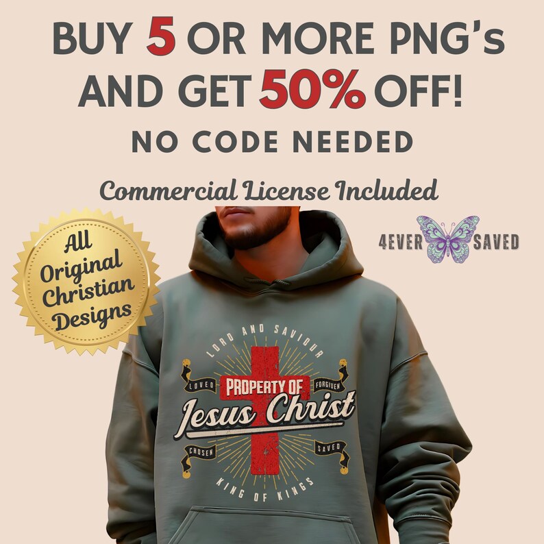 Jesus King of Kings PNG: Christian Floral Art, Faith Sublimation Design image 8