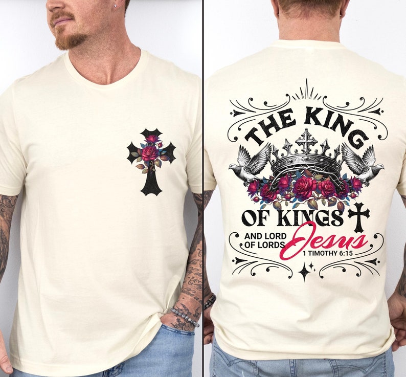 Jesus King of Kings PNG: Christian Floral Art, Faith Sublimation Design image 3