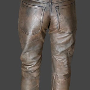 Handmade Men's Brown Leather Pants, Men Biker Pants, Waxed Causal Pant ...