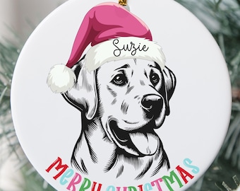 Ornement de Noël personnalisé pour chien, portrait d'animal de compagnie en céramique