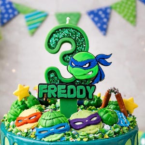 Turtles Birthday Soy Wax Candle and Cake Topper, Turtles party decoration, Turtles Birthday, Turtles party, Turtles
