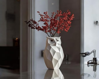 Eulenvase, minimalistische Dekovase, 3D-gedruckt, elegant, umweltfreundlich und biologisch abbaubar, blumeninspirierte Vase, moderne Vase