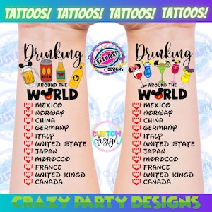Picie na całym świecie tatuaż, festiwal jedzenia i wina, prezentacja świata Epcot, picie na całym świecie paszport, tymczasowy tatuaż Disneya
