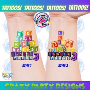 Blocks Number, Blocks Number temporary tattoos, blocks tattoos, family Party, gifts, custom tattoo, picture Tattoos, Number blocks Birthday