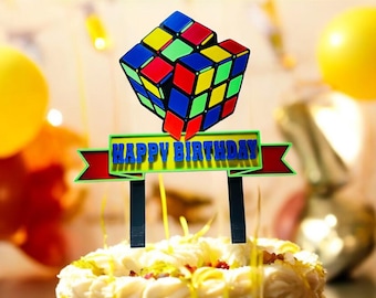 Rubik's Cube, Rubik's Cube 3D Printed Cake Topper, Rubik's Cube party decor, Rubik's Cube party supplies, Rubik's Cube decoration, Rubik's