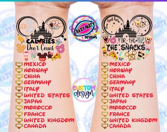 Snacking Around World Tattoo, Epcot World Showcase, Disney Temporary Tattoo, Snack Checklist, Snack Around World Tour