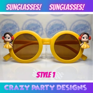 Princess Sunglasses/ Personalized Character Sunglasses/ Party Favor Glasses/ Toddler Sunglasses/ Character Sunglasses/ Princess Party Favor