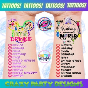 Picie na całym świecie tatuaż, festiwal jedzenia i wina, prezentacja świata Epcot, picie na całym świecie paszport, tymczasowy tatuaż Disneya