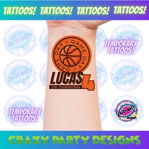 Basketball Tattoos, Basketball Party Favors, Basketball Birthday, Custom Tattoos, Basketball Birthday, Basketball Party Tattoos, Basketball