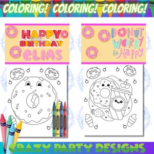 Inspired Sweet Donut Coloring Pages and Crayons,Sweet Donut Birthday, Sweet Donut Party Favors, Party Supplies, Coloring Book, Magical party