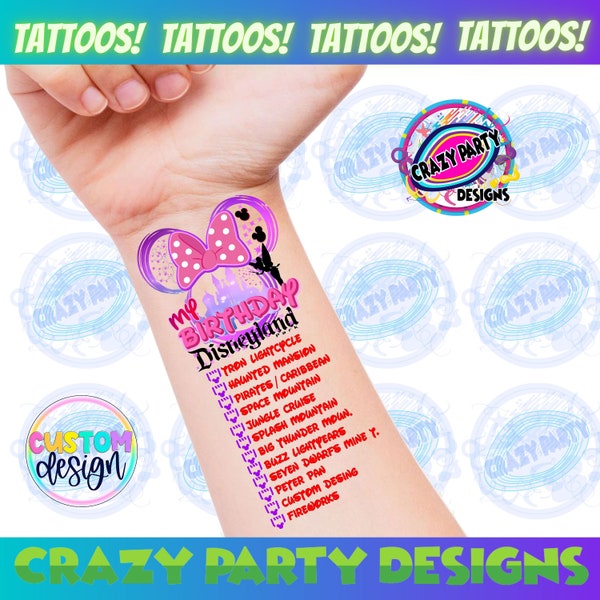 Magic Kingdom Tattoo, Here for the Rides, Attraction Passport, Disney Temporary Tattoo