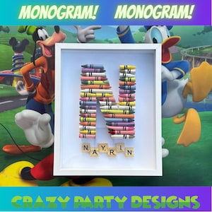 Personalized crayon 2d monogram, framed oversized crayon letter. Crayon Teacher Gift, Crayon Framed Custom Letter