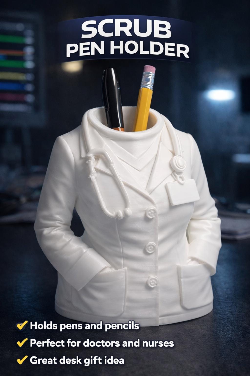 Doctor Coat Pen Holder - Medical Desk Organizer- Doctor Pen Holder ...