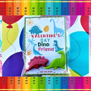Card Valentine' s Day - Valentine's Day Dinosaur Crayons - Classroom Favors, Crayons Classroom Valentines, Elementary School Valentines