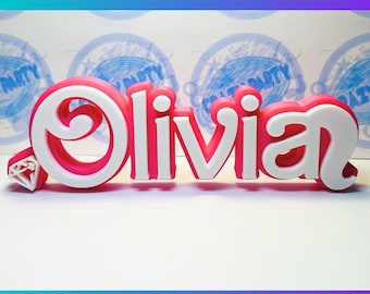 Personalized doll style name plate, girls birthday, kids room, teacher desk, nursery name, birthday party, cake topper.