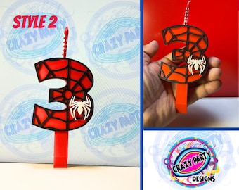 Spider Birthday Party Cake Number, Spiderman Style Cake Topper, Birthday Cake Number, 3D Printed Cake Topper Number
