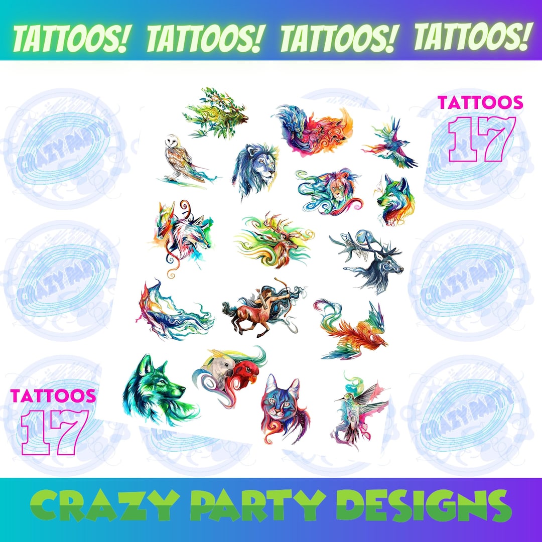 Watercolor Animal Tattoo, Custom Tattoo Design, Tattoo Art Temporary ...