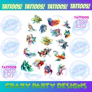 Watercolor animal tattoo, custom tattoo design, tattoo art Temporary, animal Temporary tattoo, Print Tatuaje temporal, animal tattoos (17)