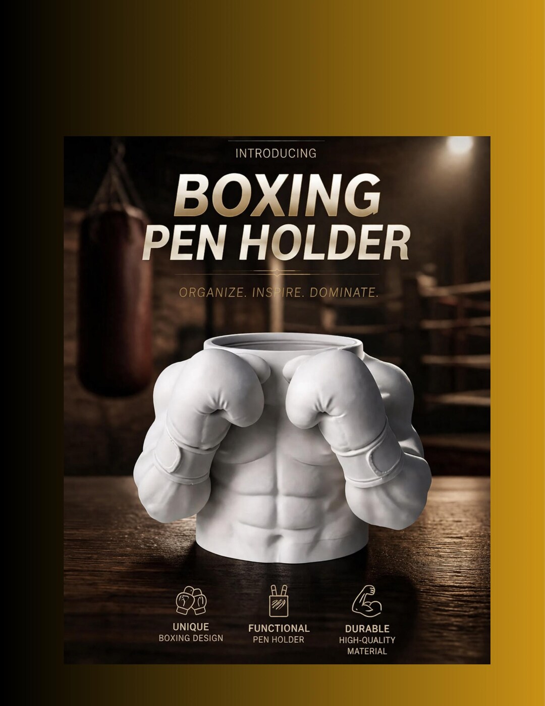 Boxing Bust Pen Holder – 3D Printed Boxing Desk Organizer – Boxing Gift ...