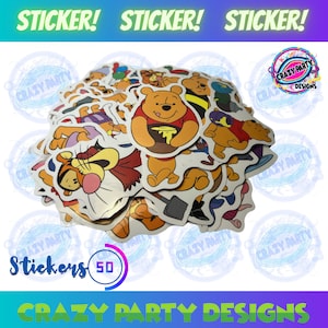 Winnie The Pooh Aufkleber für Kinder, Kinderpartyaufkleber, Winnie the Pooh (50 Sticker Tüte), Geburtstagsfeier, Winnie the Pooh Aufkleber