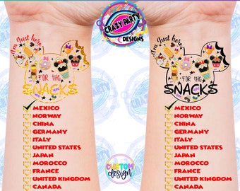Snacking Around World Tattoo, Epcot World Showcase, Disney Temporary Tattoo, Snack Checklist, Snack Around World Tour