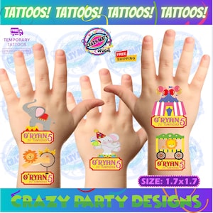 Circus temporary tattoos, temporary tattoos, tattoos