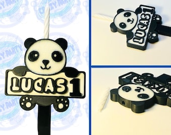 Panda Birthday Party Cake Topper, Super Panda Cake Topper, Panda Birthday Cake Panda Number, 3D Printed Cake Topper Number