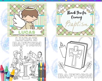 Baptism Coloring Pages and Crayons, Baptism Party Favors, Baptism Theme Party, Baptism Party Supplies, Baptism Coloring Book, Baptism